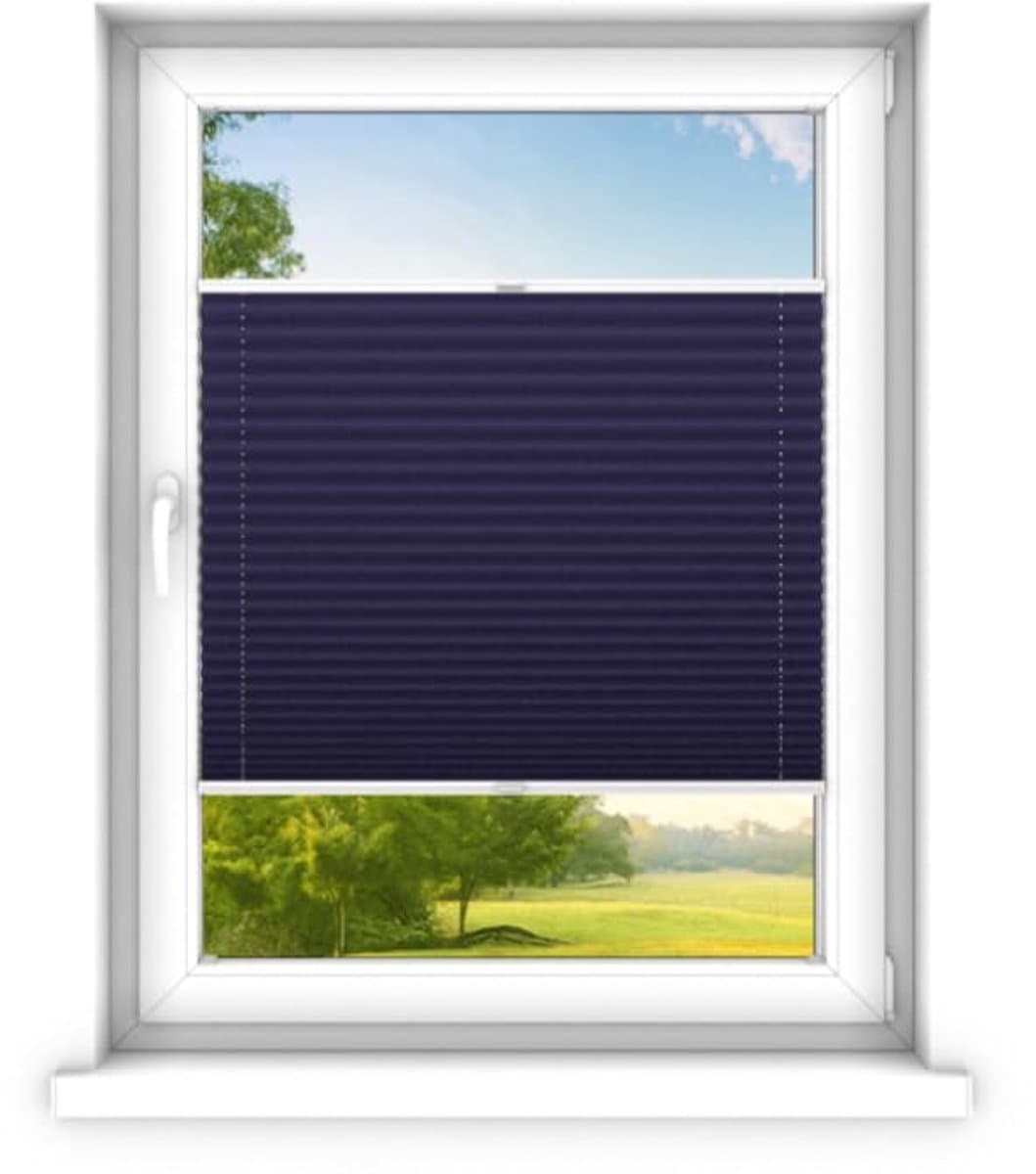 time4blinds - Plisségordijn zonder boren op maat gemaakt - Vouwgordijn - Plisségordijn privacy en zonwering - Eenvoudige installatie - Kant-en-klaar plisségordijn - 130x120 cm - Saffier