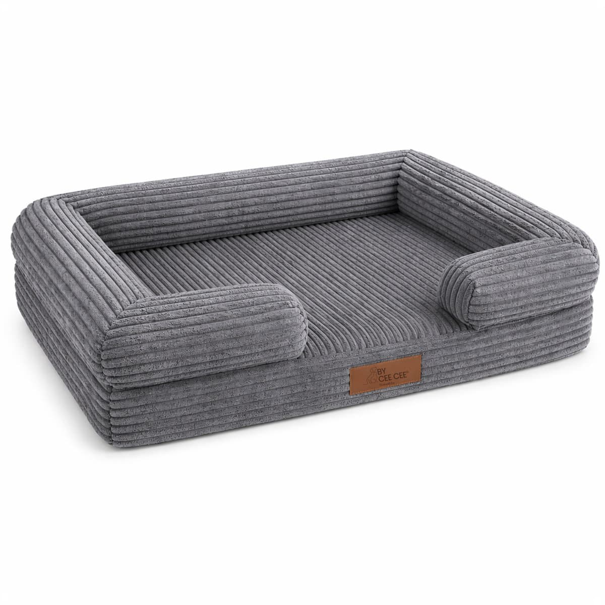 By Cee Cee Orthopedische Hondenmand – Orthopedisch Hondenkussen – Hondenbed – Ribstof - Voor Kleine Honden - Donkergrijs - 80x55cm - Jax