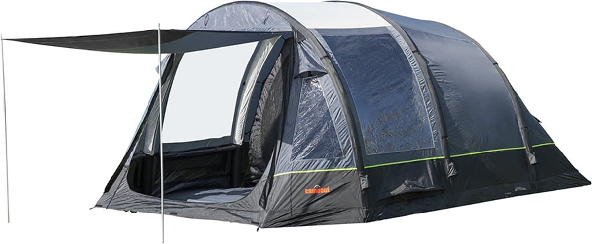 Campout 5 Persoons Familietent Opblaasbare Tunneltent – 2 Slaapcabines – 5000 mm Waterdicht – Grote Leefruimte – Incl. Pomp & Luifel