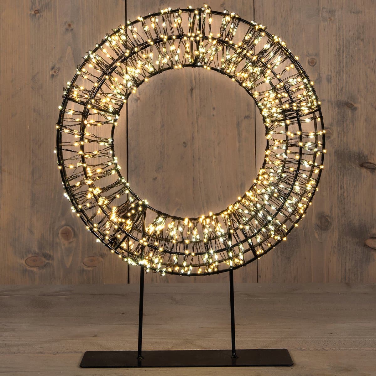 Anna's Collection Verlichte krans/decoratie ring - metaal - warm wit licht - D28 cm - 800 micro led lampjes - kerstverlichting kerstkrans