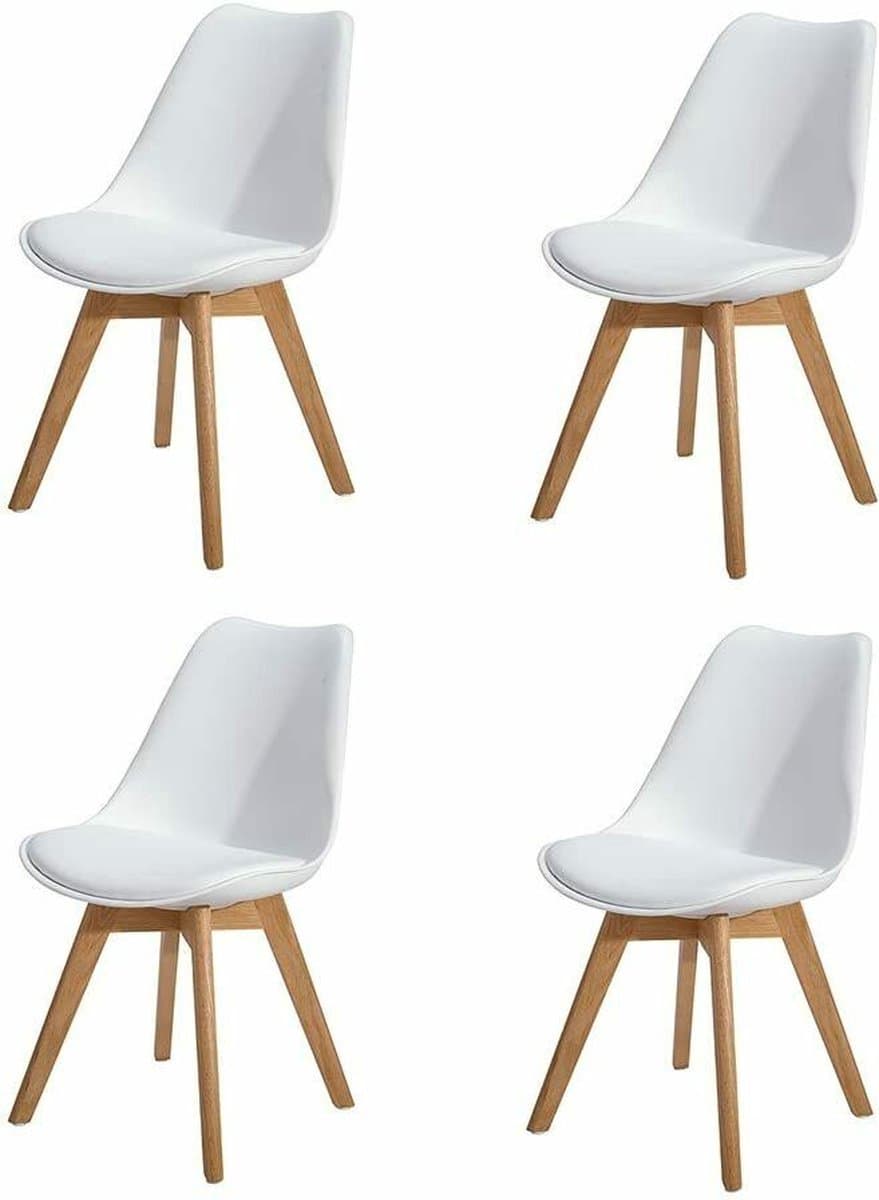 4 stuck-Eetkamerstoel-eettafel-woonkamer stoel-Design eetkamer stoel - Scandinavische stijl - Modern Design - set van 4 - Kuipstoel - Terrasstoel - Wit