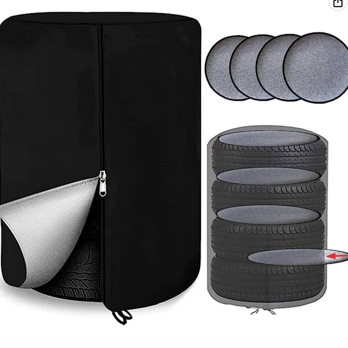 Bandenhoes - hoes voor autobanden - Inclusief 4 kussens - Met ritssluiting - Met trekkoord - maximaal 4 banden van 18-22 inch - 85x120cm - 420D - Waterdicht - Zonwerend - Stofdicht - Autobandentas - Zomerbandenhoes - voor het opslaan van banden