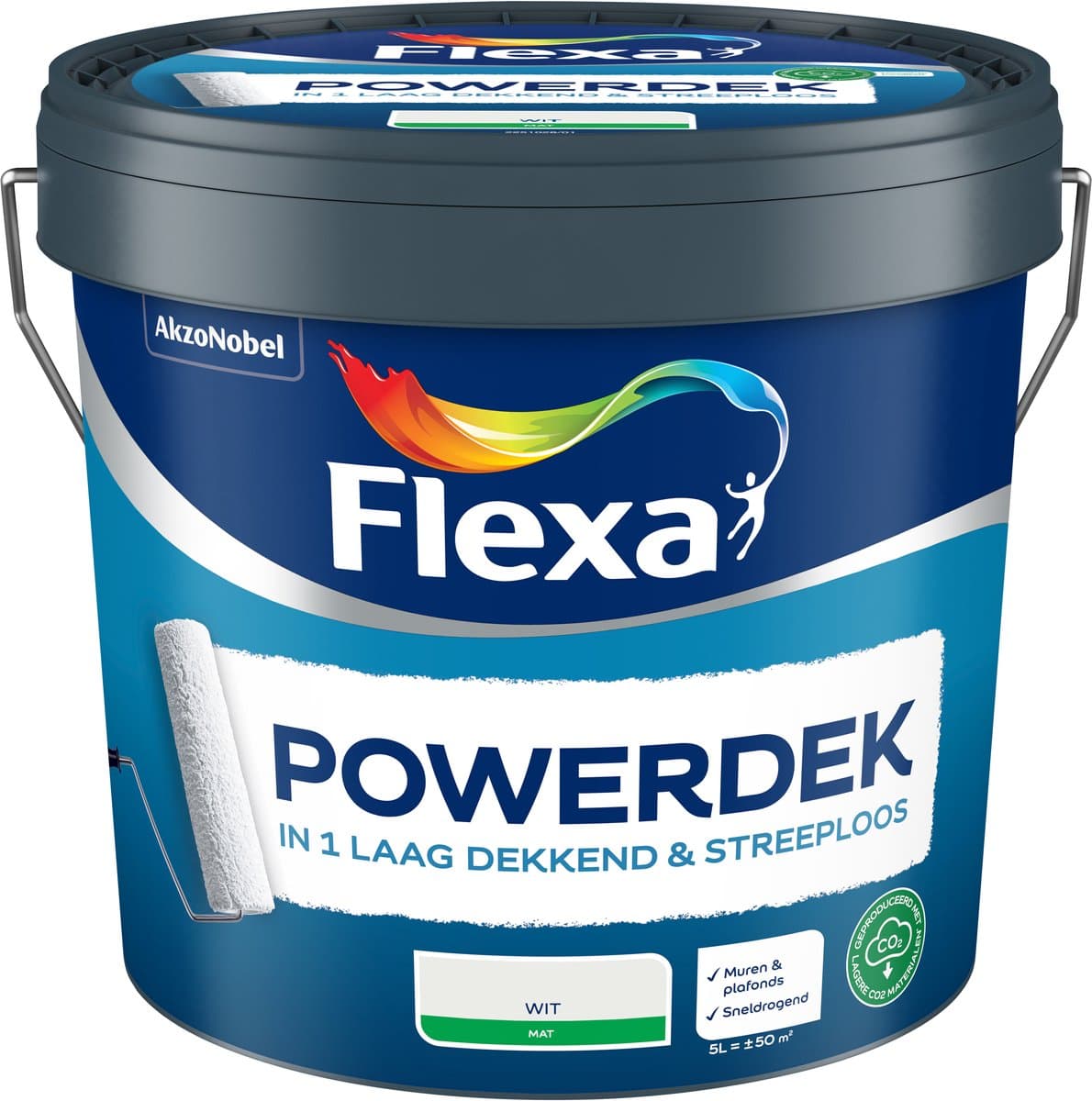Flexa - Powerdek Muren & Plafonds - Wit - 5 L