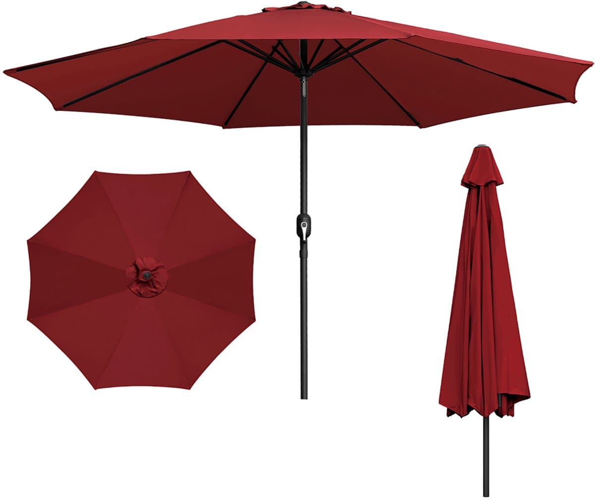 Parasol - Tuin - 350CM - Stokparasol - UV50+ - Waterdicht - Balkonparasol - Zweefparasol - Rood