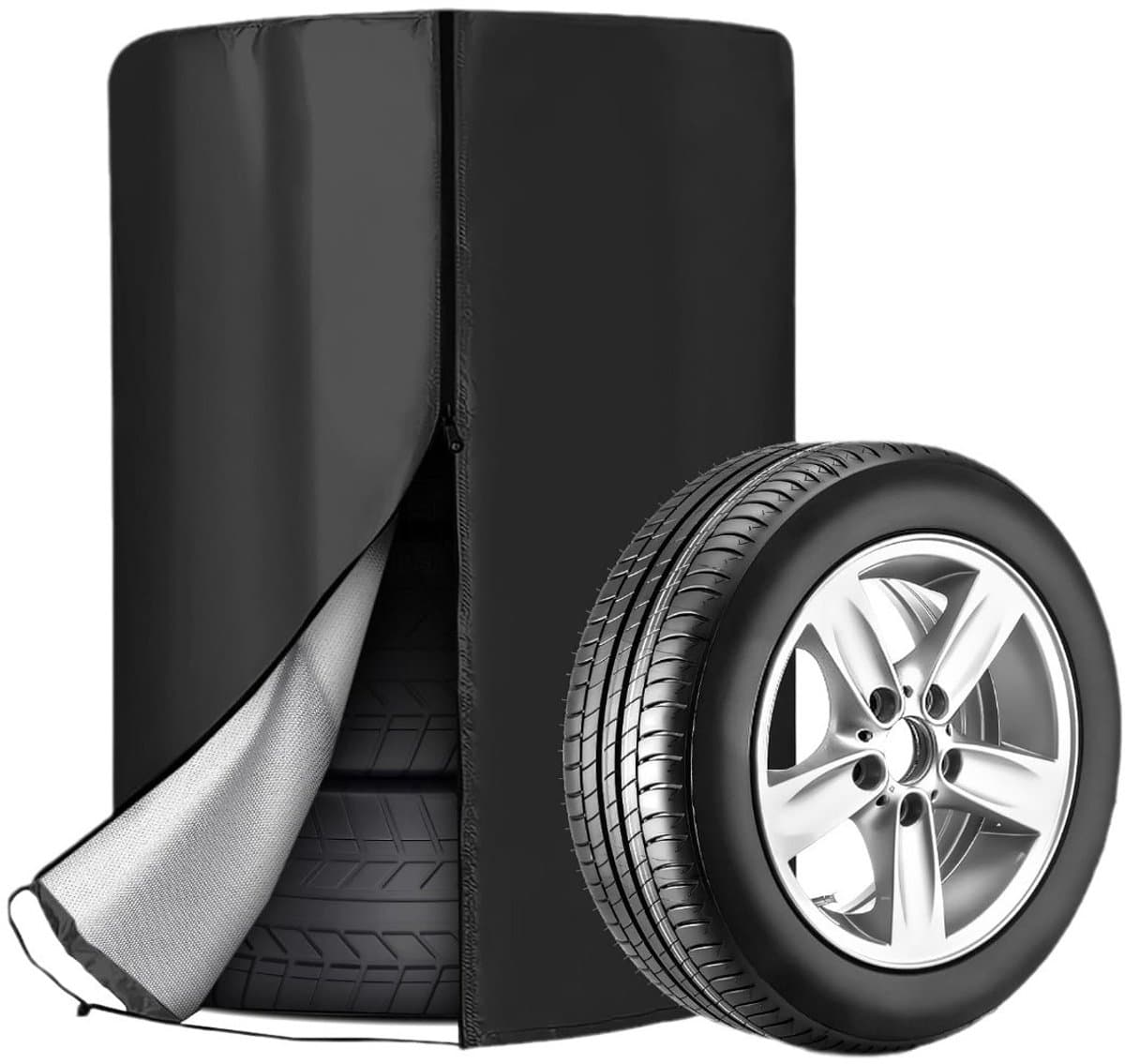 Bandenhoes - 1 stuk - Voor 4 banden - Bandenopslag - 420D - 73*110cm - Autobandentas - Hoes voor autobanden – Waterdicht - Zonwerend - Stofdicht - Autobandenhoes - Winterbandenhoes - Zwart