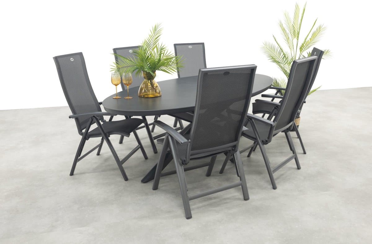 Hartman Valentino/Ventaro verstelbare ovale tuinset 240x115 cm. - Antraciet