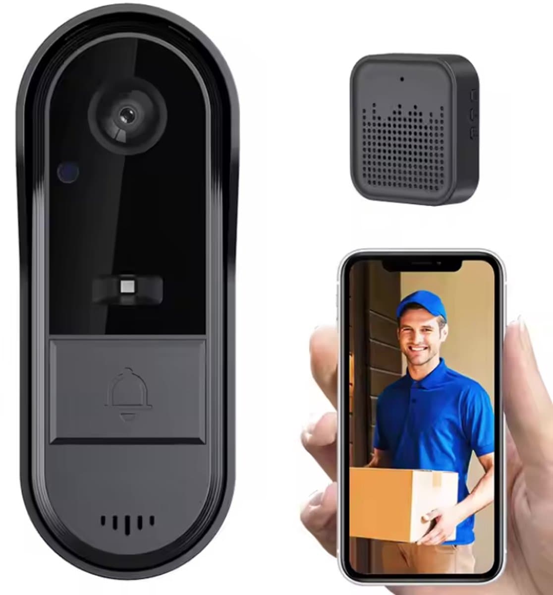 Slimme Video Deurbel met Camera – Full HD 1080p | Nachtzicht | 2-Weg Audio | Draadloze Smart Deurbel met App