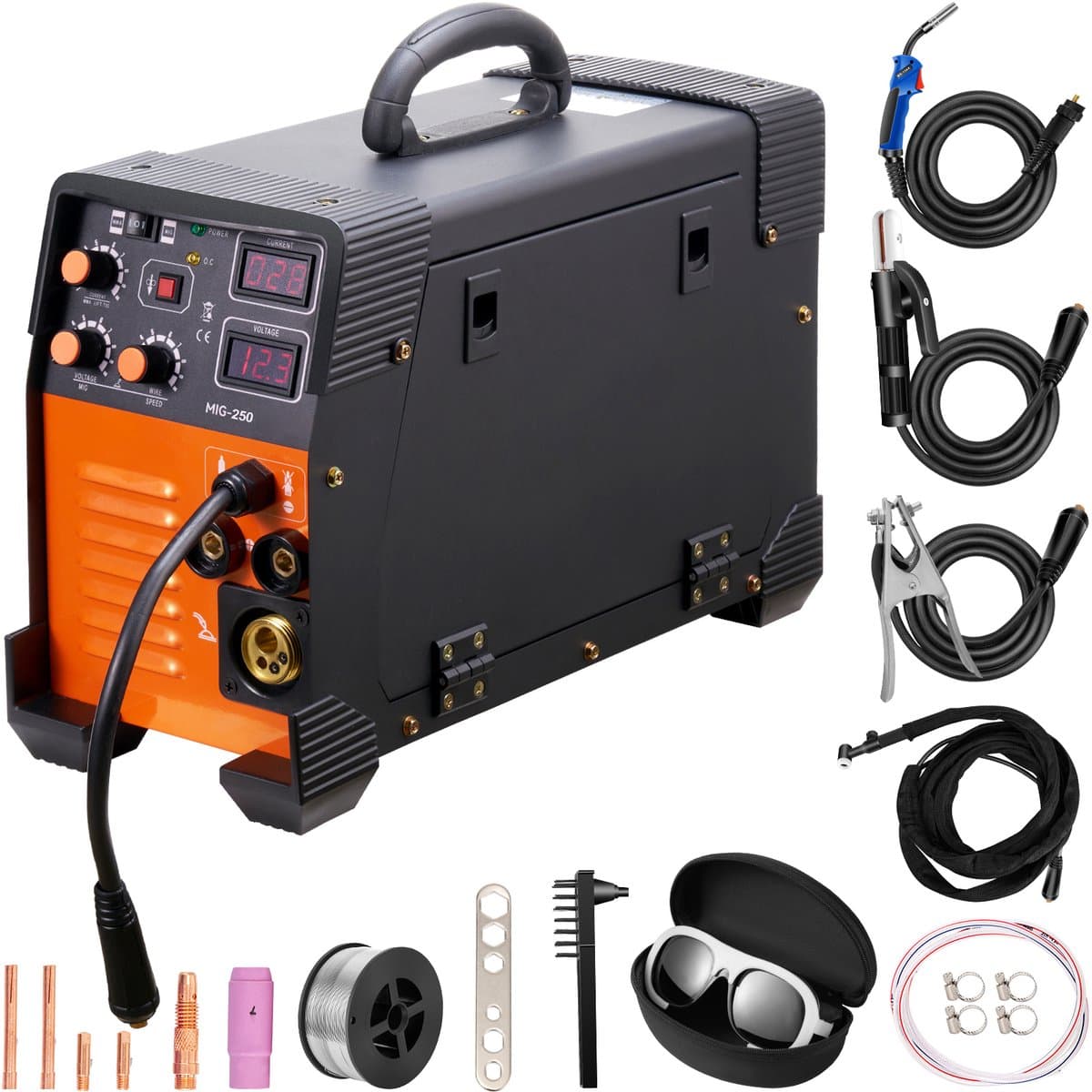 Mig Lasapparaat 250a, 3 In 1 Lasapparaat, 220v, Tig Mma Lasstaaf, Igbt Dc Inverter Lasapparaat, Digitaal Display