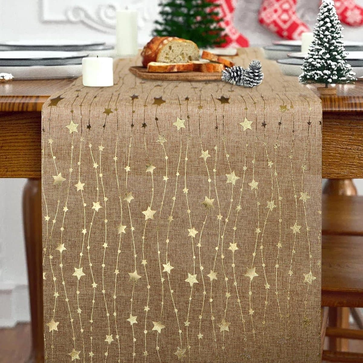 Kerst tafelkleed - Kerst tafelloper - kerstdecoratie voor binnen - kersttafelloper - tafelkleed - kerstdecoratie woonkamer - kerstdecoratie tafel - kerst decoratie - Kerst tafelkleden - 28cm*2.75m - Goud