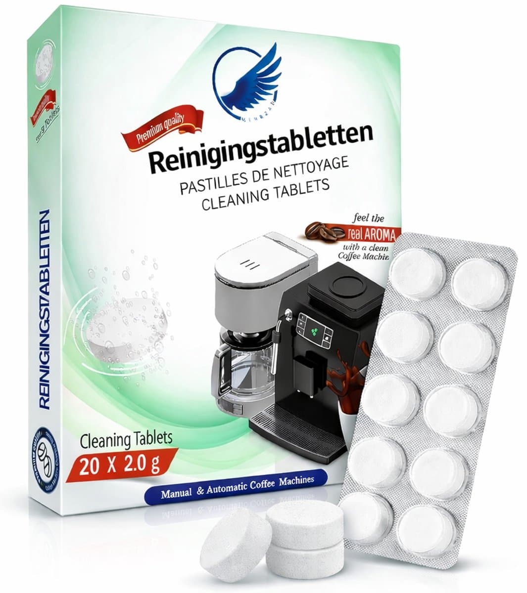 Reinigings tabletten Koffiemachine 20 Stuks – Fosfaatvrij – Universeel voor Jura, Siemens, Philips, De’Longhi