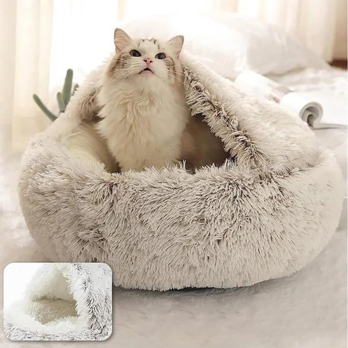 Cave hondenmand 50cm - kalmerend en angstverlichtend - voor kleine honden/katten - donut - bruin
