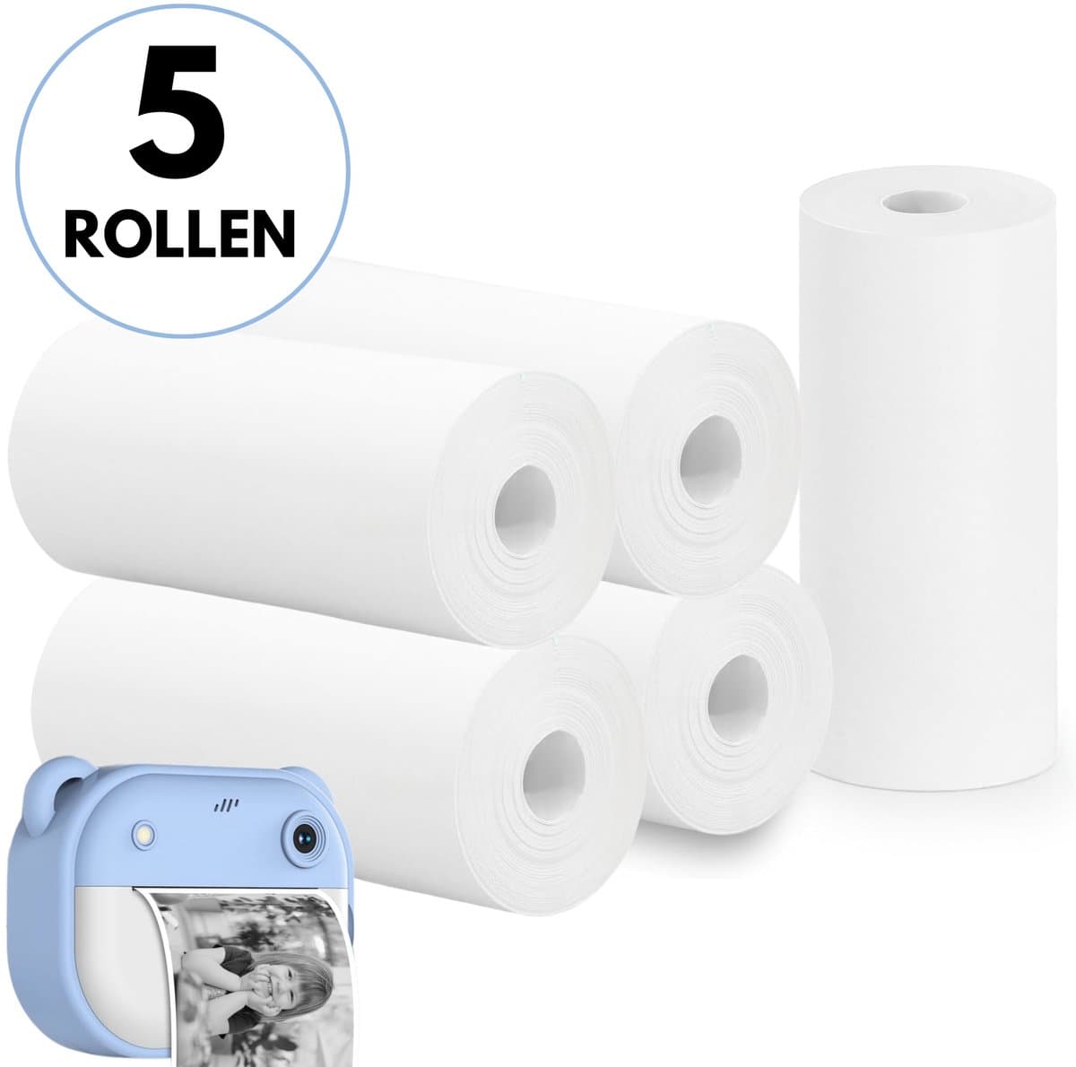 Boncy® 5-pack Rollen Printerrollen voor Digitale Kindercamera met Foto Printer - Instant Print Kinder Camera - Fototoestel voor Kinderen Jongens & Meisjes - Digitaal Kindercamera's Speelgoed - Fotoprinter Speelgoedcamera Pocket Roze