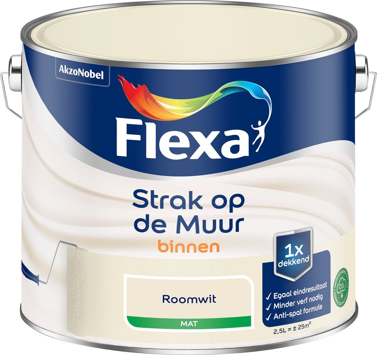 Flexa - Strak Op De Muur Binnen Mat - Roomwit - 2,5 L