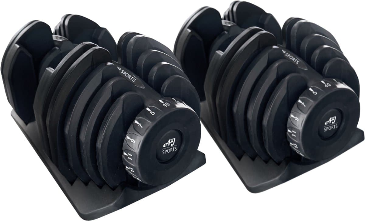 AJ-Sports Verstelbare dumbell set 2 x 40kg - 5 t/m 40kg - Gewichten - Dumbell Set - Gewichten set - Halterset - Fitness gewichten - Krachttraining - Fitness - Zwart
