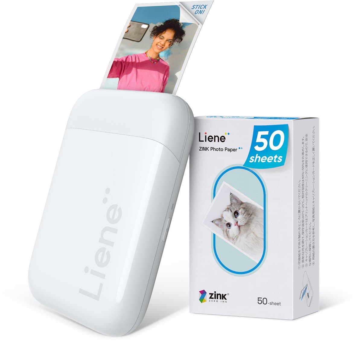 Liene - Pearl 2x3 Inch Photo Printer - Inclusief 50 vellen Zink foto papier (Wit)