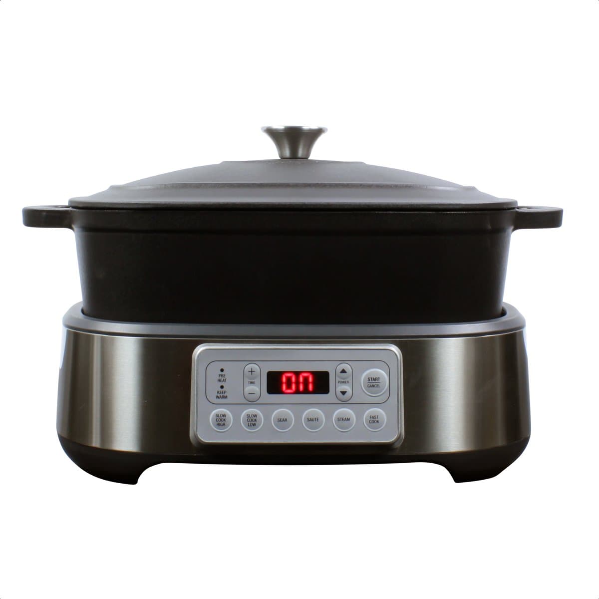 Wartmann Slowcooker - 6 in 1 Multicooker - Gietijzeren Pan - 5,5 liter inhoud - BPA en PFAS Vrij - Geschikt voor gasformuis - Stoomfunctie - Ovenbestendig - WM-2401