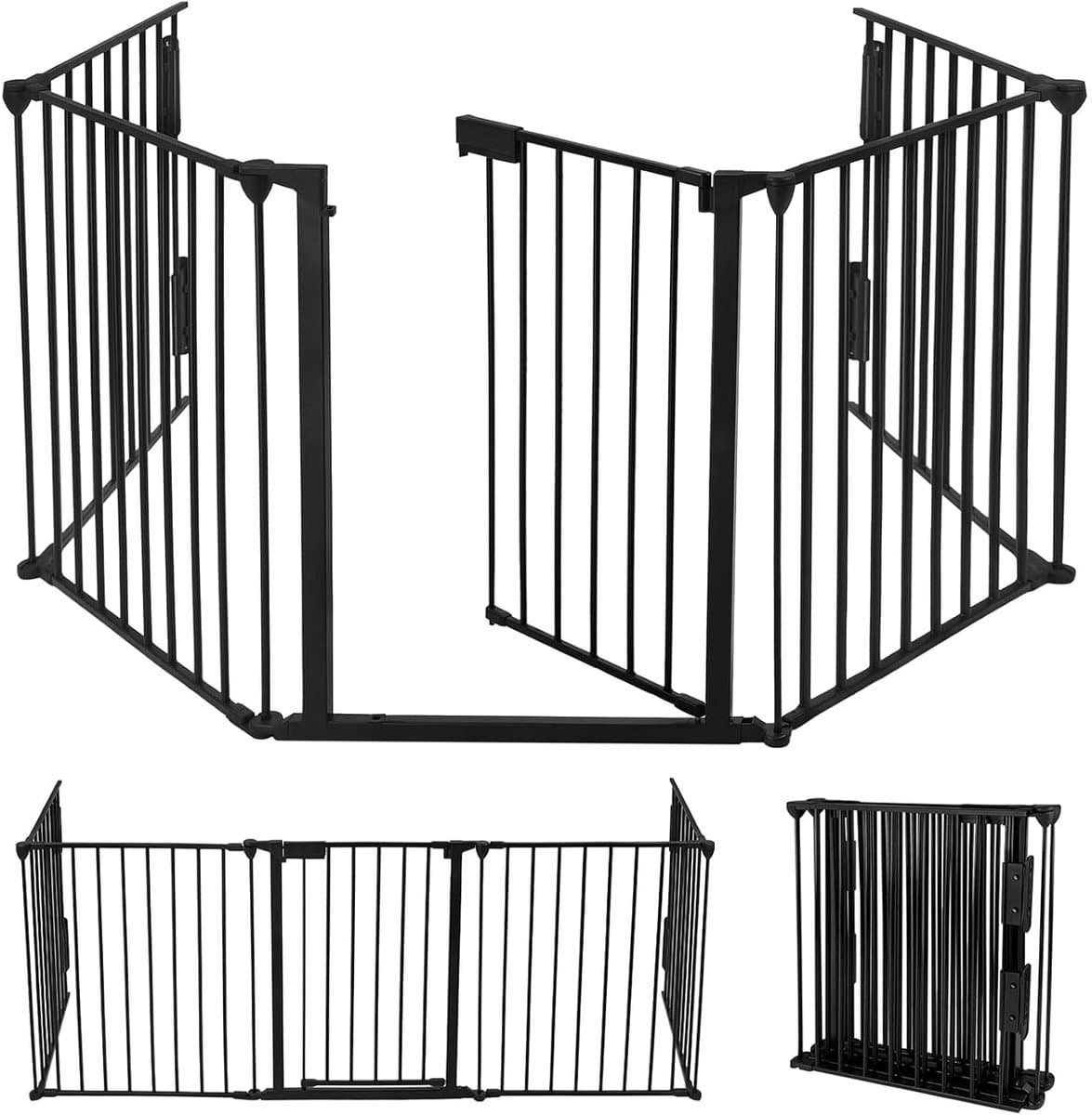 Veiligheidshekje | Tot 304cm Breed | Veiligheidshek met Vergrendeling Indicator | Barrier Dierenhek | zwart