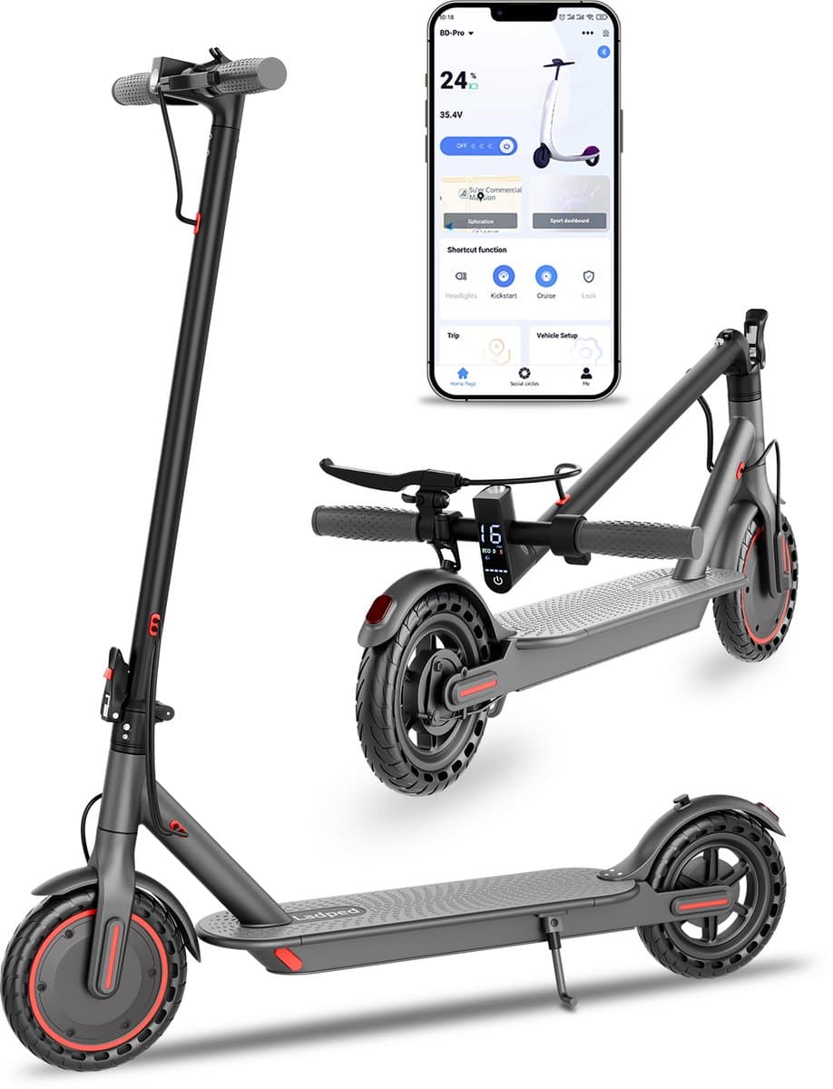 AOVOPRO LP60 Elektrische Step voor Volwassenen – 350W – 25 km/u – 36V5.2AH – 5-15 km Actieradius – App-bediening – Opvouwbare LADPED E-scooter