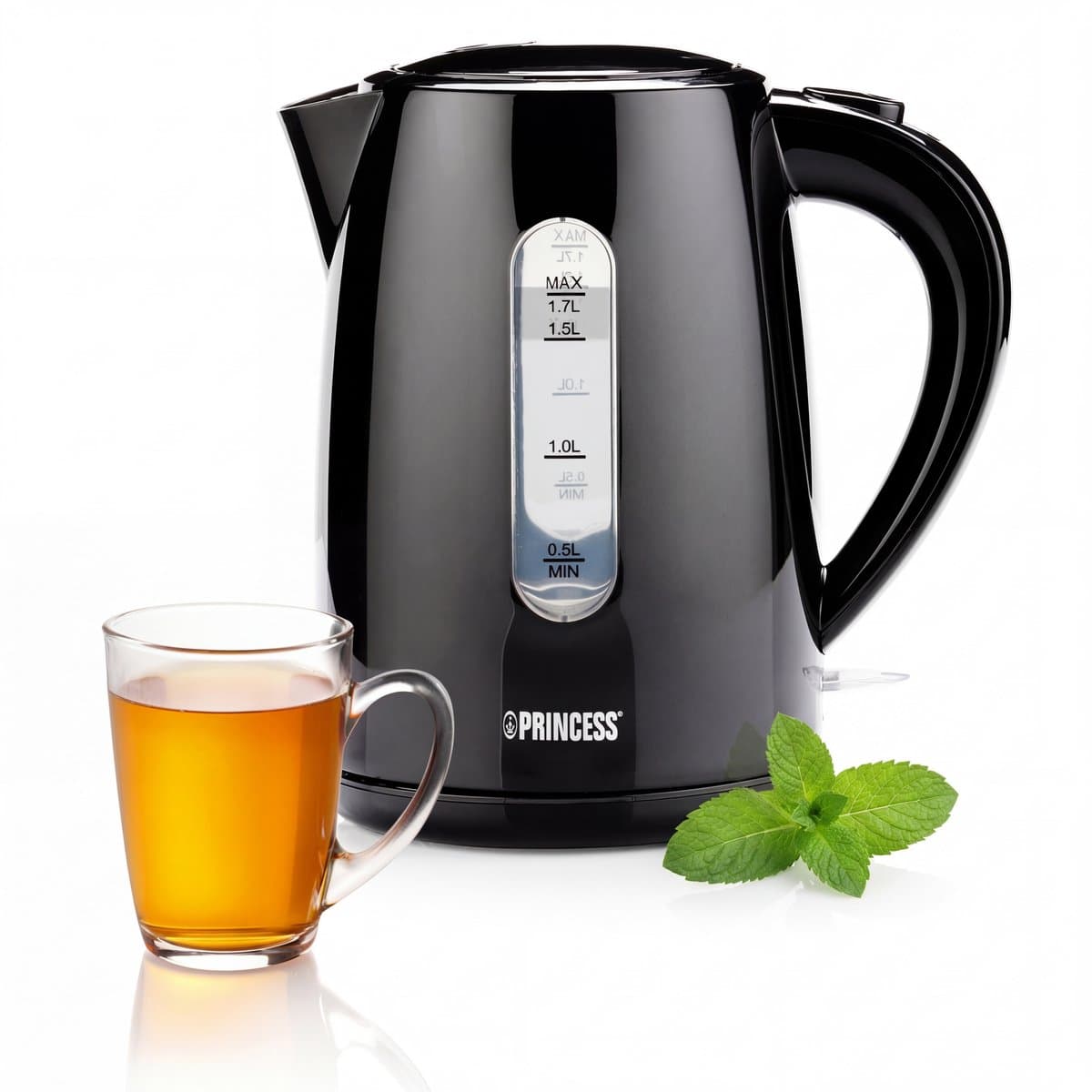 Princess Waterkoker 236017 - 1.7 Liter - 360° draaibaar - 2200W - Waterniveau indicator - Kalkfilter - Zwart