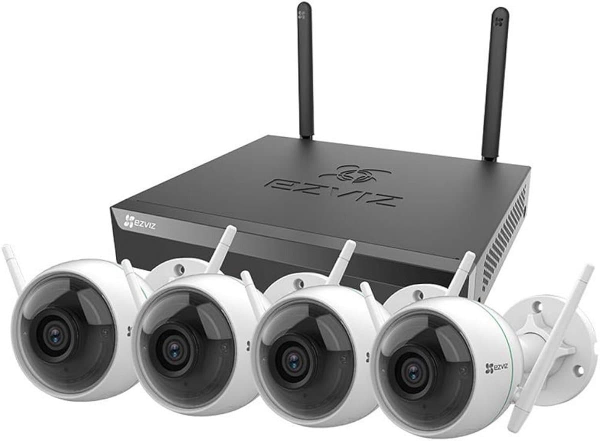 Ezviz X5S + H3C - Beveiligingssysteem - Inclusief 4 Camera's - Buitencamera's - WiFi - NVR - Kit - 4MP - 2K - IP67 - AI Detectie - Wit
