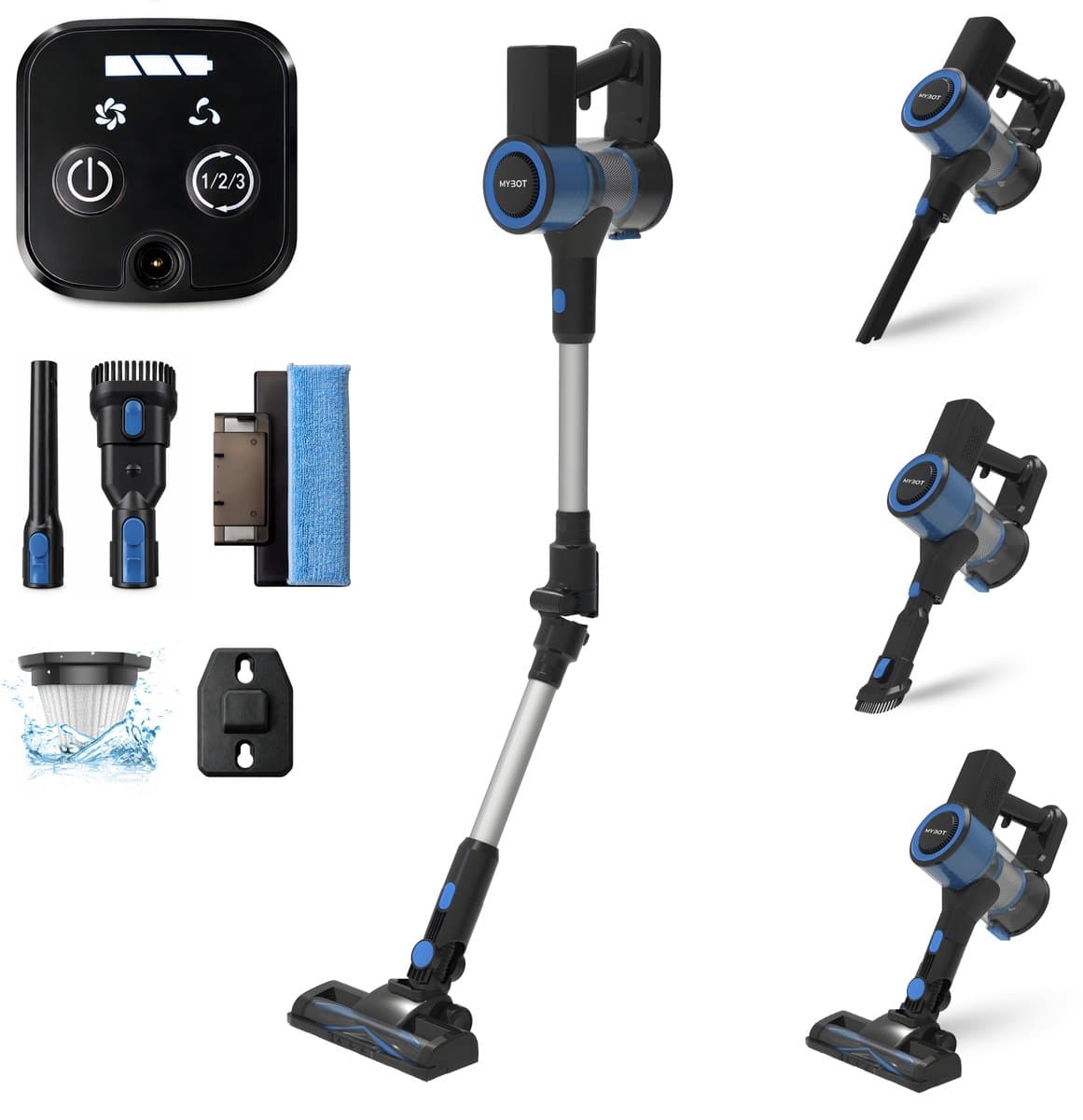 MYBOT E6 Advanced - Steelstofzuiger met Dweilfunctie - 250W - 20Kpa - 3 Zuigniveaus - Vacuum Cleaner - Steelstofzuiger Draadloos - Zonder Zak - Op Accu