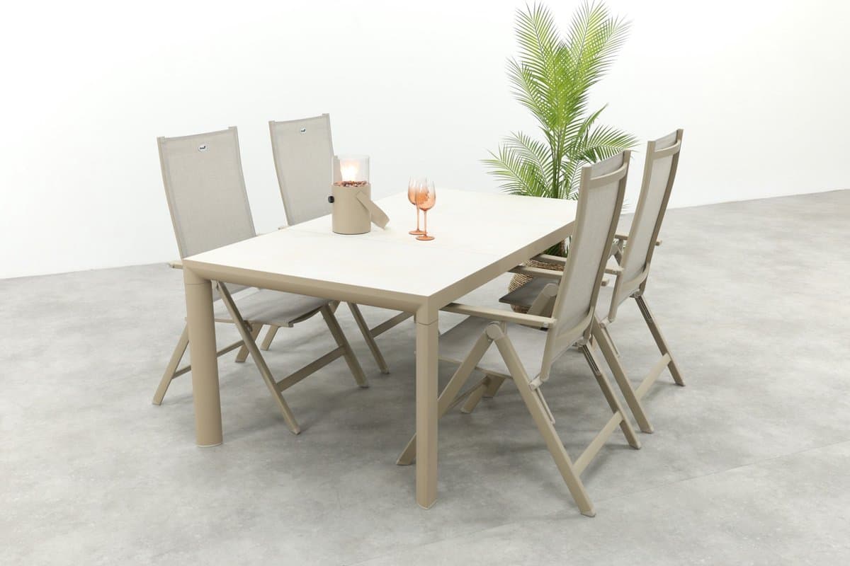 Hartman Napoli/Kings verstelbare 4-persoons tuinset 180x100 cm. - Latte