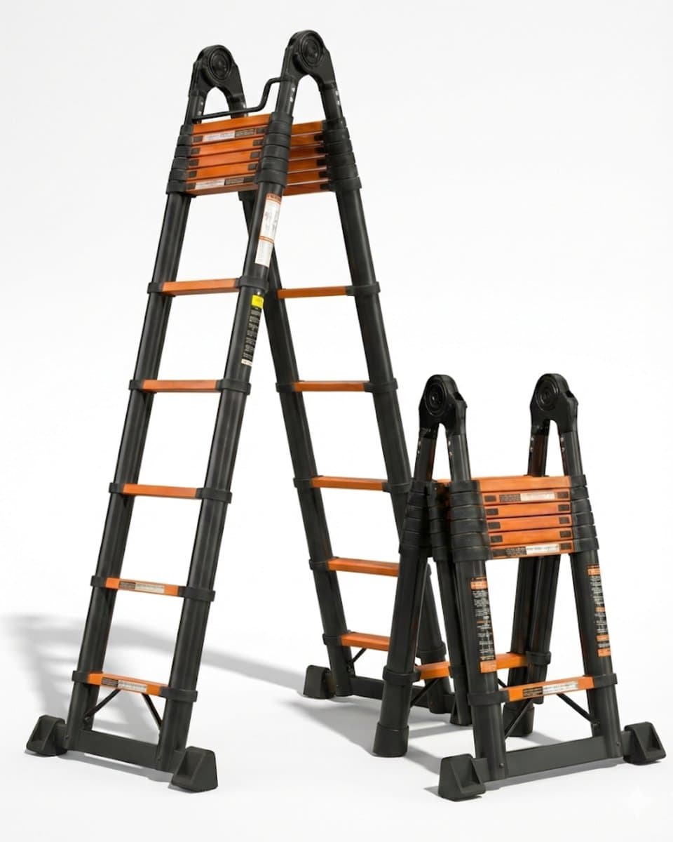 Moeve Vouwladder 5 Meter - Telescopische Ladder - Multifunctionele Aluminium Ladder - Opvouwbare Ladder - Ladder Telescopisch Voor Binnen & Buiten