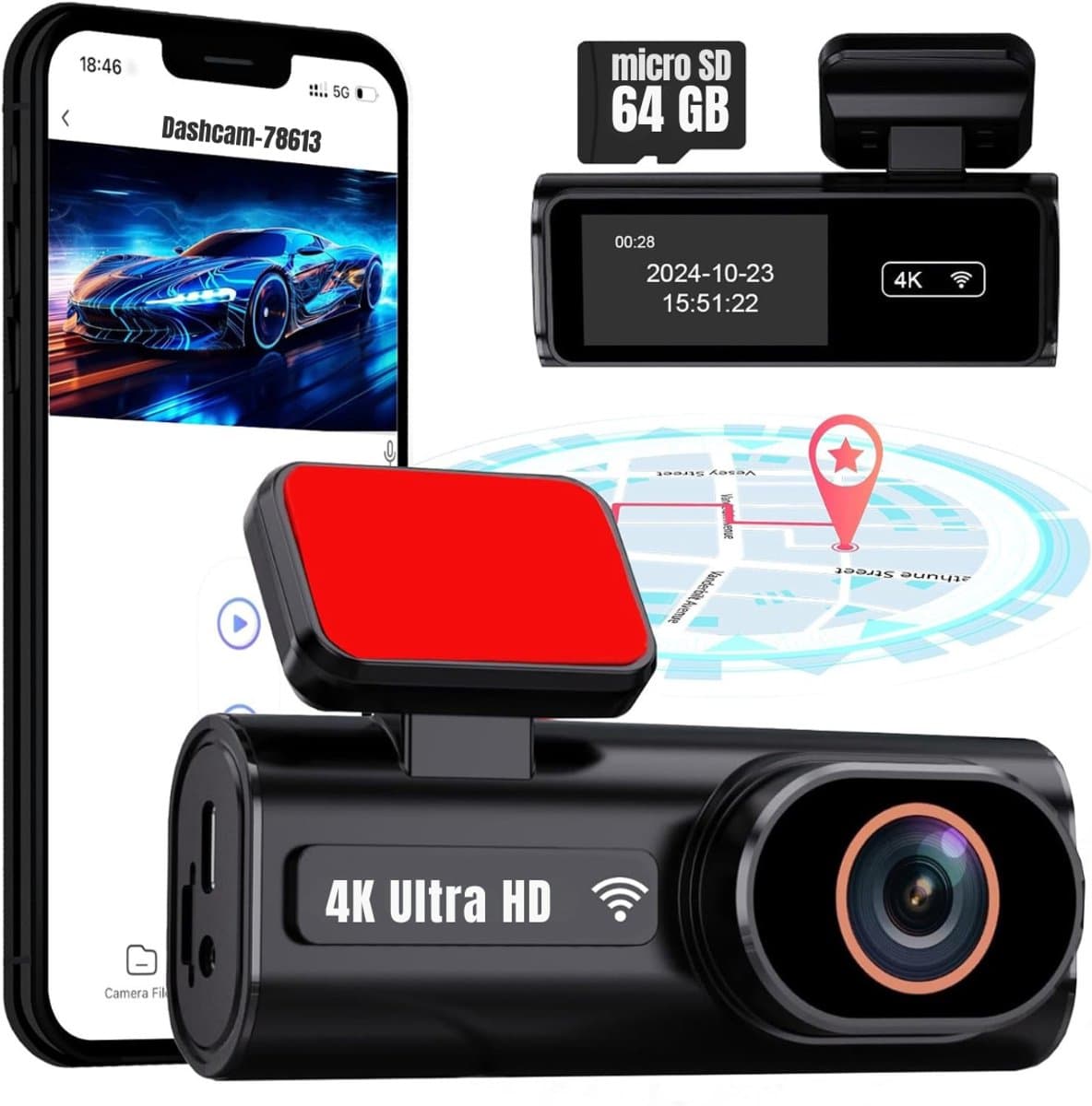 Quvo® Dual Dashcam - Dashcam Voor Auto 1080p - Voor en Achter Camera – Auto Camera - G-Sensor - App Bediening – Parkeermodus - Zwart - 10cm x 4cm x 4cm