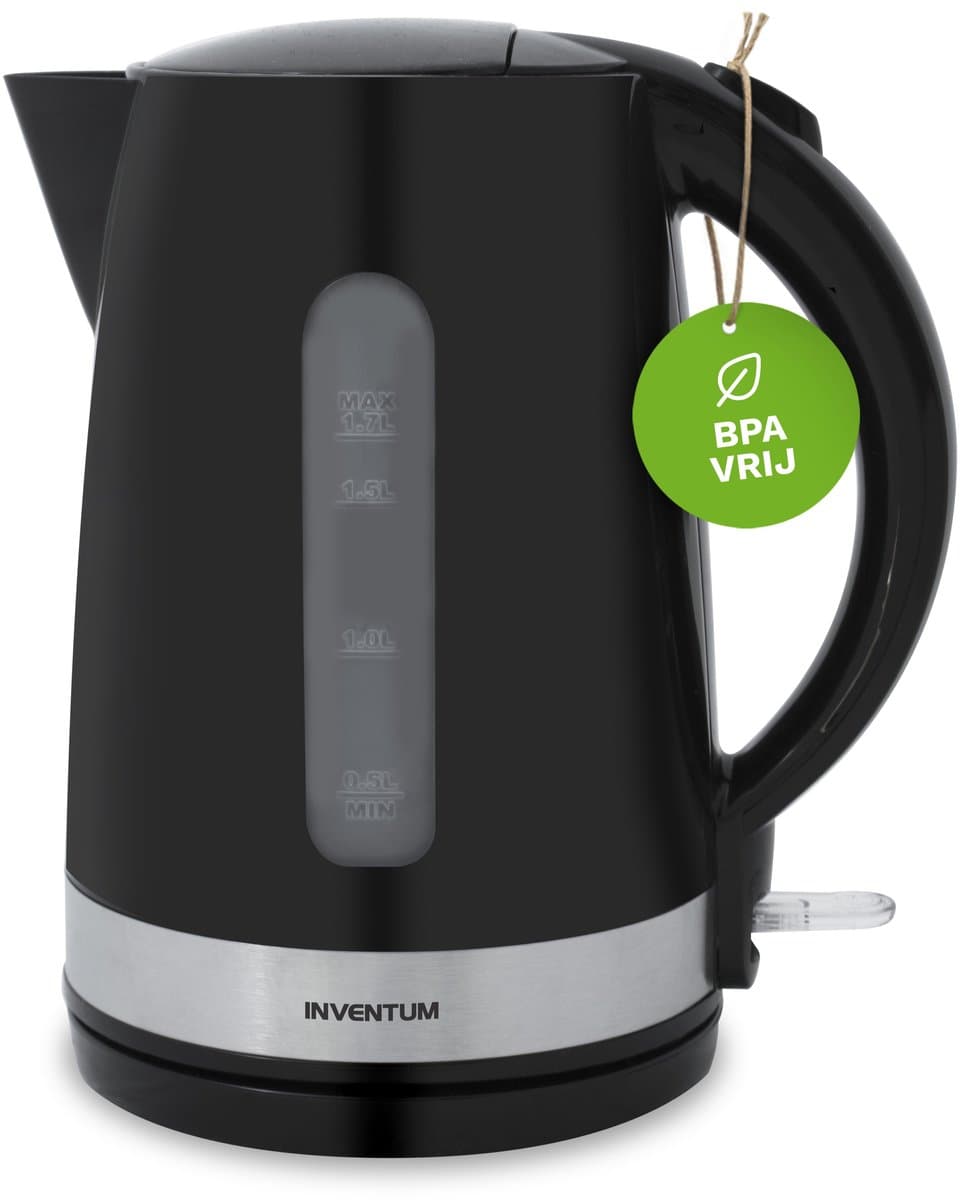 Inventum HW217B - Waterkoker - Inhoud 1,7 liter - Kunststof - 2200 watt - Zwart/RVS
