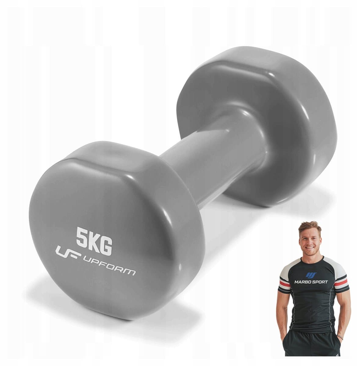 Marbo Sport - Dumbbell UpForm - Dumbbells - Vinyl halter - 5 kg - Grijs - Voor fitness, aerobics en thuisgym en Home Gym