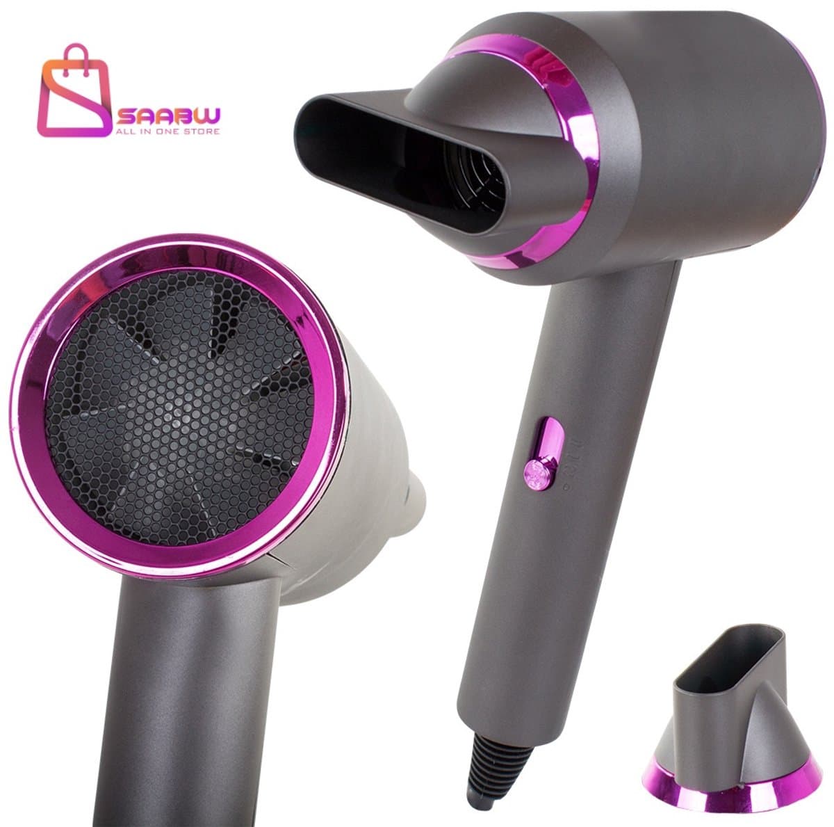 Haardroger met Ionisatie – 2800W – 3 Warmtestanden – fohnborstel – Verstelbare Snelheid fohn – haar droger – Antipluis Föhn voor Alle Haartypes - 35284