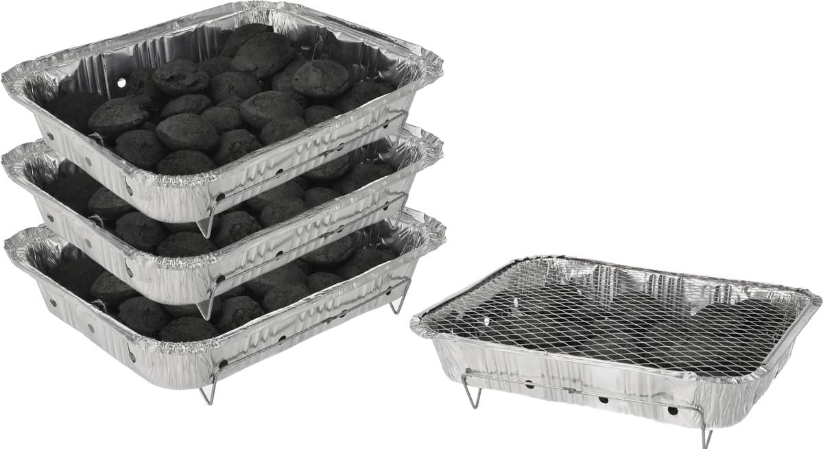 Wegwerp Barbecue met Houtskool – 3 Stuks – Instant BBQ voor Camping, Balkon of Picknick – Inclusief Rooster – Barbecue Accessoires – BBQ Kopen