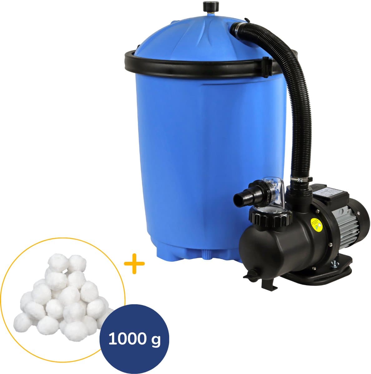 Comfortpool Fuzzyclean 9500 filterpomp | Zwembadfilterpomp | 7200 l/u | Voor zwembaden tot 35.000 liter | Voordeelpakket incl. filterbollen | Zeer efficiënte waterfiltratie | Zelfaanzuigende pomp mét voorfilter