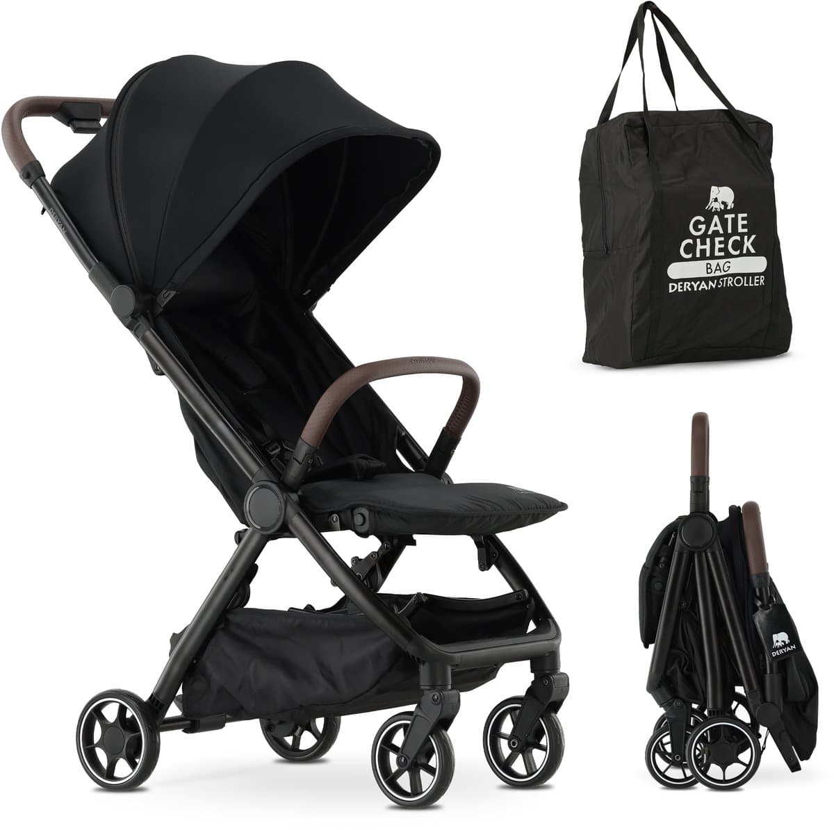 Deryan Air Buggy - Vliegtuig Buggy - 8 kg - Geïntegreerde Tas - Zwart