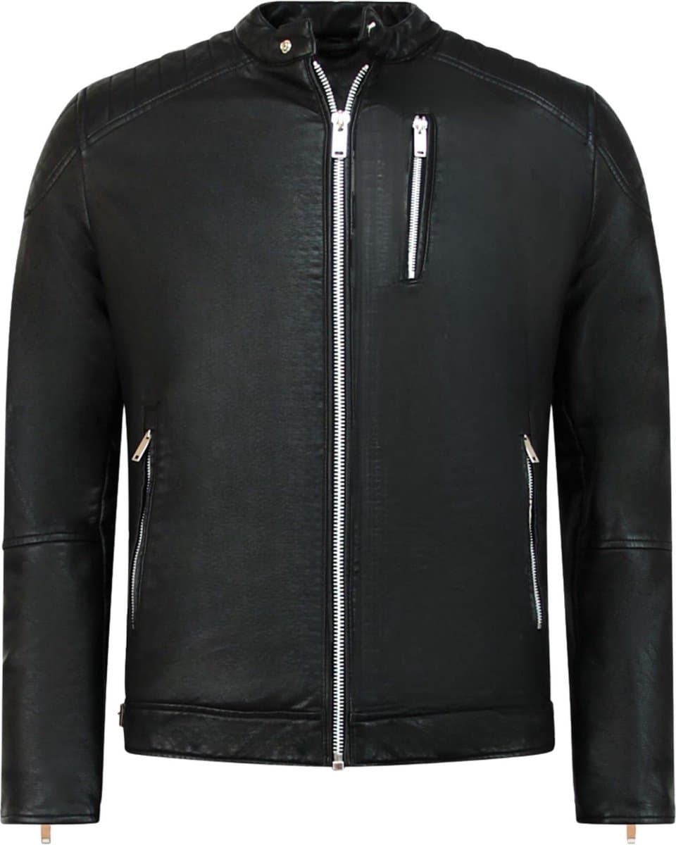 Nep leren jas heren - Motor Jack - Biker Jas Heren - 8091 - Zwart