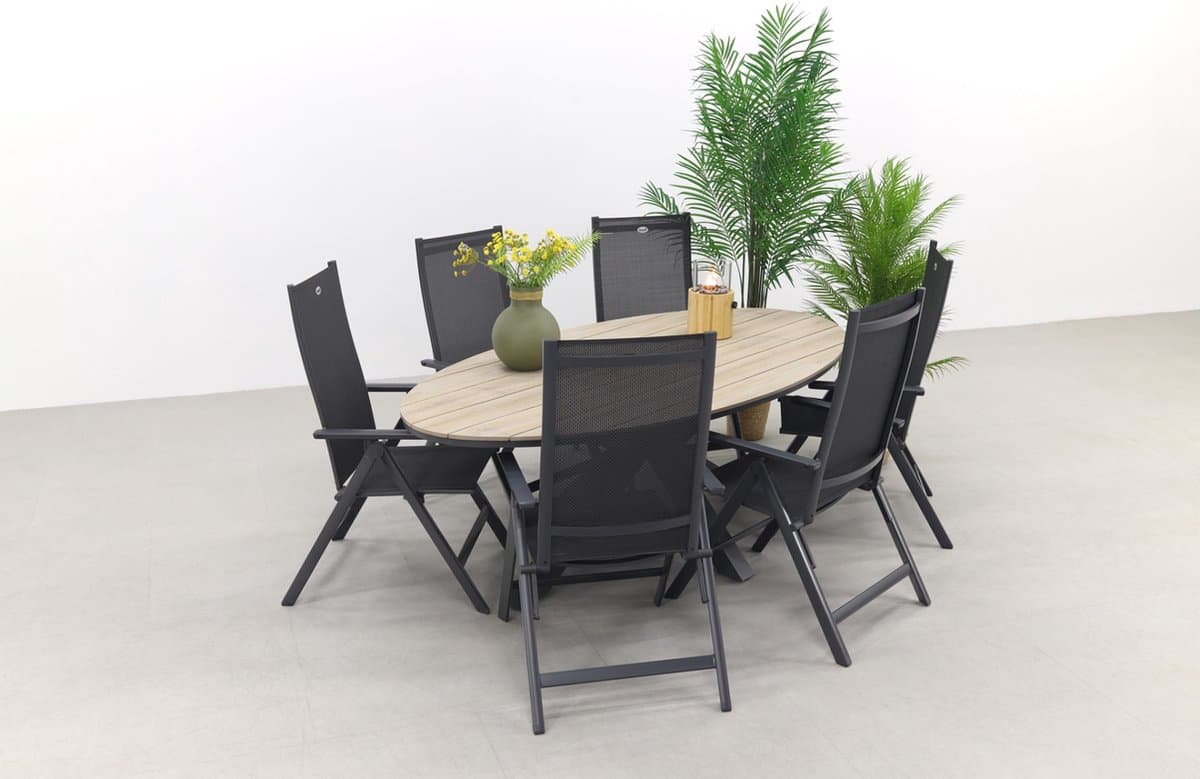 Hartman Napoli verstelbaar/GI Edison 220x115 cm. - ovale tuinset