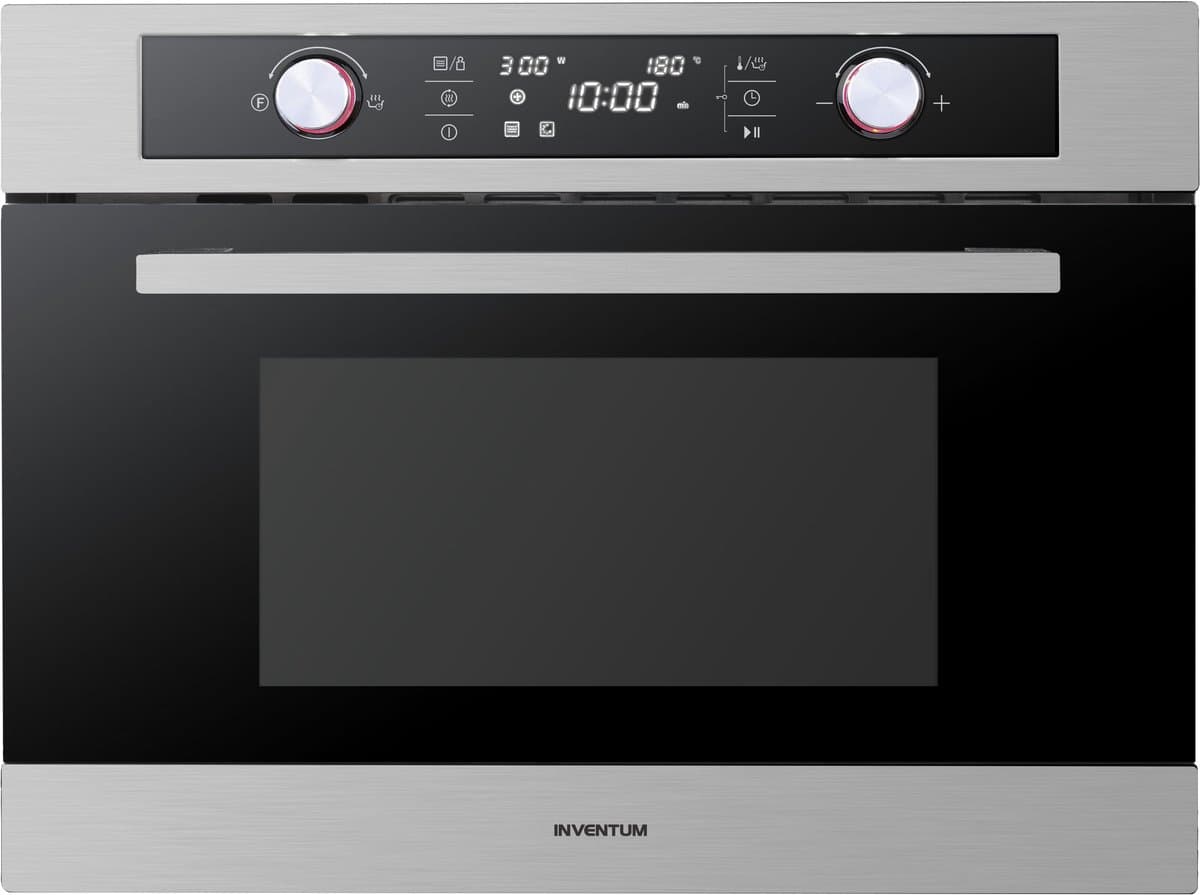 Inventum IMC6044RK - Inbouw combi-oven - Hetelucht - Magnetron - Grill - 44 liter - 45 cm hoog - Tot 230 graden - RVS/Zwart