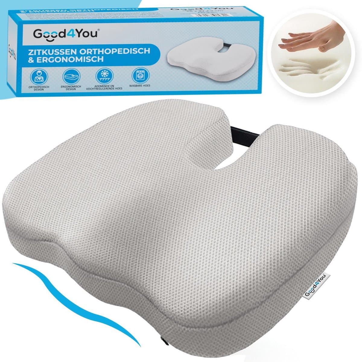 Good4You Zitkussen Orthopedisch & Ergonomisch voor Auto- en Bureaustoel - Wigkussen - Stuitkussen - Thuiswerken