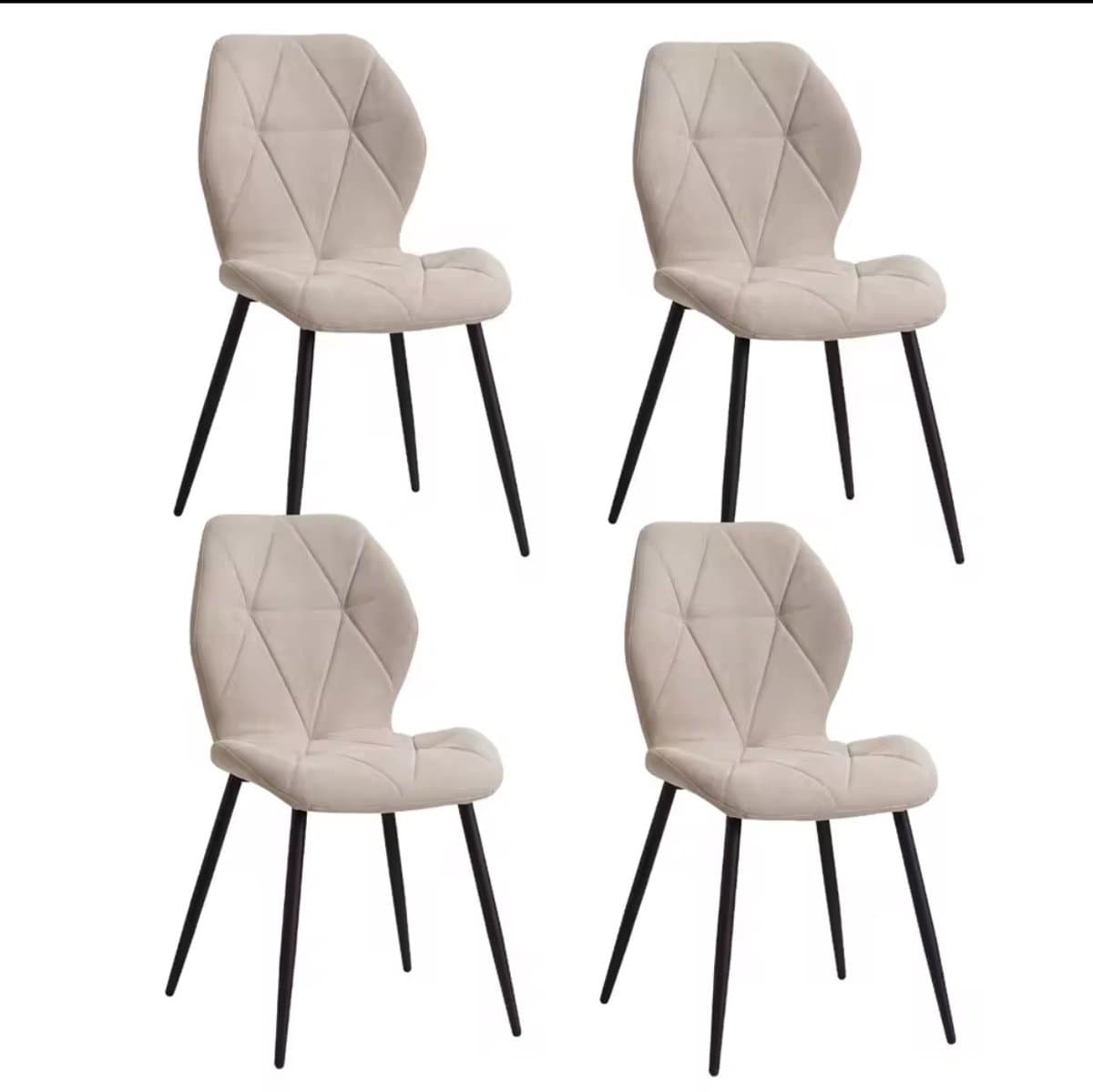 Eetkamerstoelen set - set van 4 stoelen - Keukenstoelen - Eettafel stoel - Gestoffeerd - Linnen - Gewatteerd - Metalen poten - Eetkamer - Restaurant -BRUIN