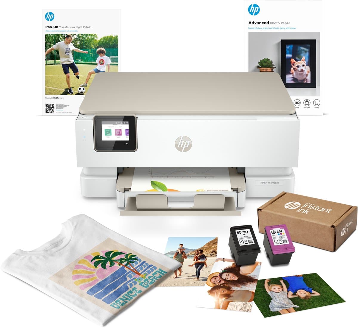 HP Envy Inspire 7220e Creator Bundel - Inkjet Fotoprinter - Wifi - Geschikt voor Instant Ink - Beige
