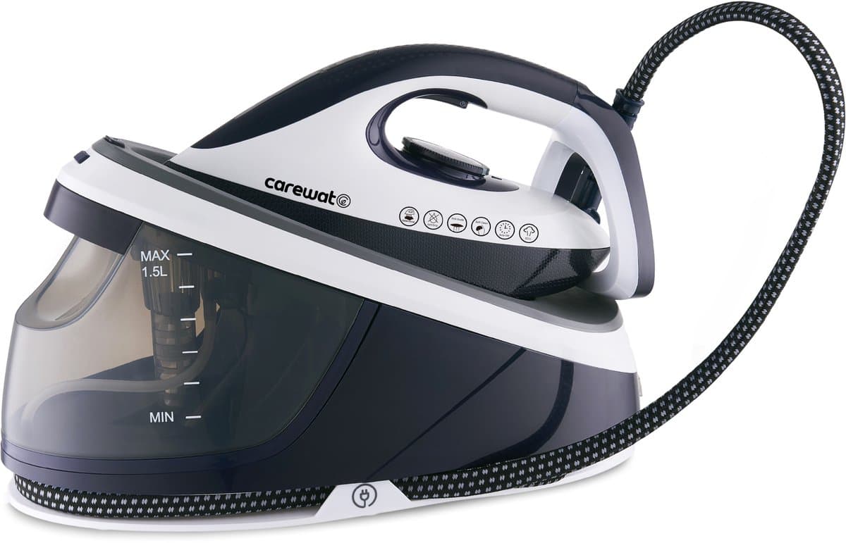 Carewat Stoomstrijkijzer met Stoomgenerator - Wit - 2200W - 1.5L Uitneembare Watertank - 100 g/min Stoomproductie - Keramische Zoolplaat - 3.0 Bar Stoomdruk - Anti-Oververhitting - Geschikt voor alle stoffen