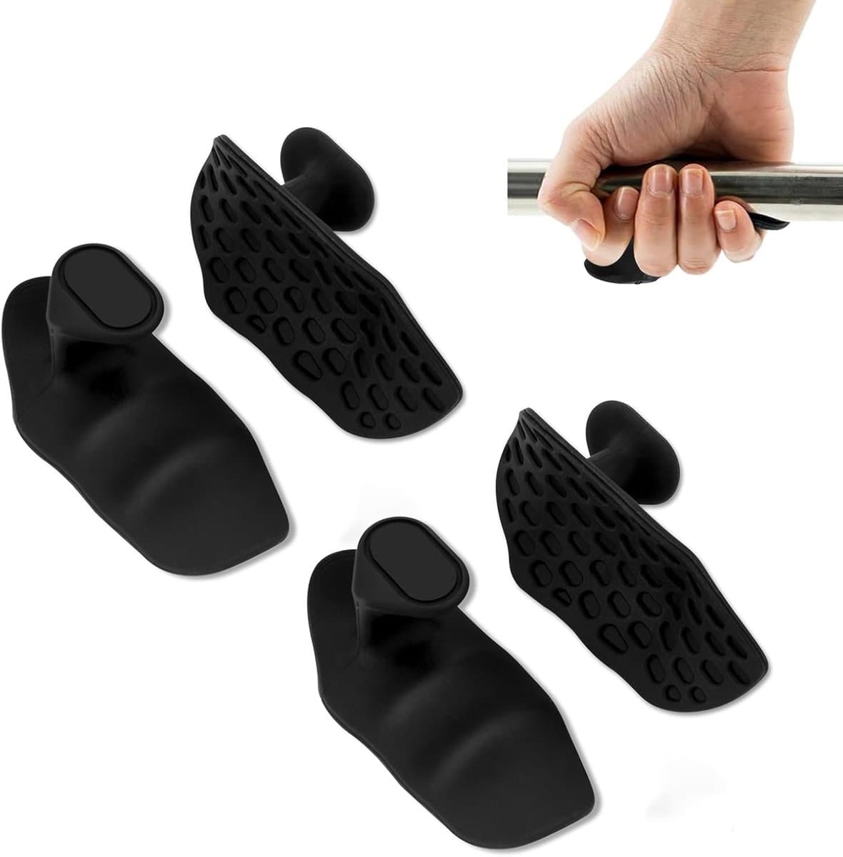 2 paar antislip rubberen gewichthefhandgrepen - Geschikt voor training in de sportschool, pull-ups, deadlifts, dumbbells en gewichtheffen - Zwart
