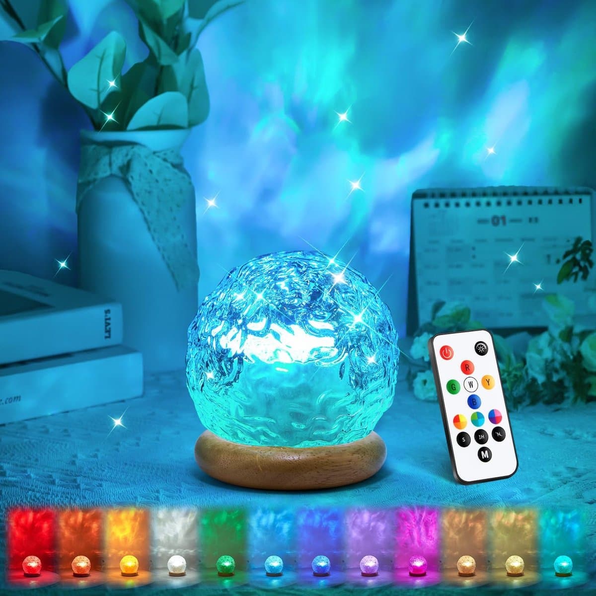 Ocean Projector Sfeerlamp - 16 Kleuren Verandering, Afstandsbediening - Projecteert Zeebeelden op Plafond, Dimbaar - Voor Slaapkamer, Ontspanning - Cadeau voor Tieners - Meerkleuren -Timer- 1 stuk