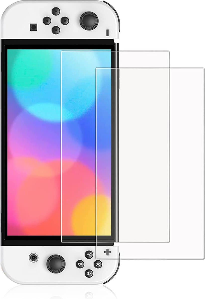 YONO Screenprotector geschikt voor Nintendo Switch OLED - Gehard Glas - Krasbestendig - Anti Vingerafdruk - Accessoires - 2 Stuks