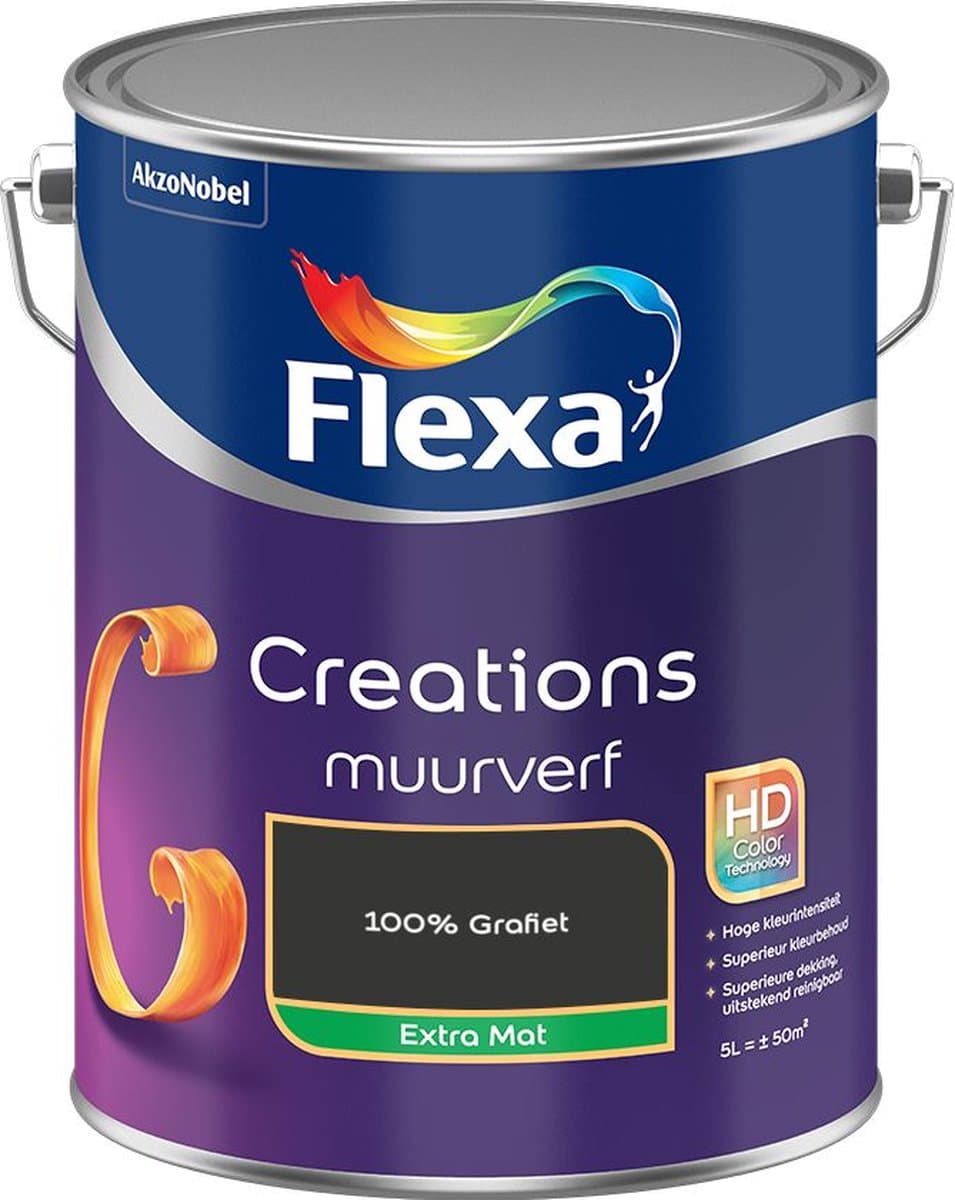 Flexa - Creations Muurverf Extra Mat - 100% Grafiet - Mengverf - 5 L