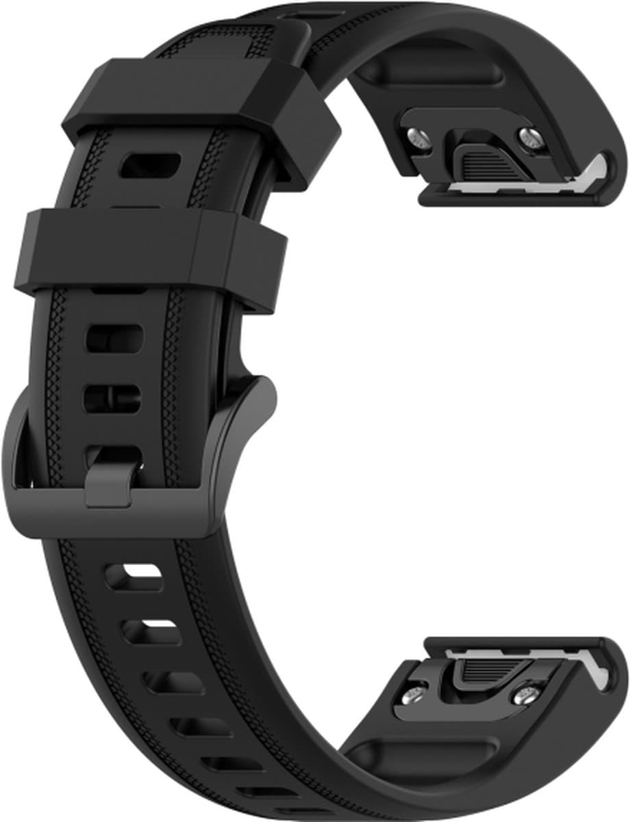 Siliconen bandje - geschikt voor Garmin Fenix 5S / 5S Plus / 6S / 6S Pro / 7S / 7S Pro / 8 (43 mm) / Approach S12 / S42 / S70 42 mm / Epix Pro (Gen 2) 42 mm / D2 Delta S / Descent Mk2S / Mk3(i) 42 mm - zwart