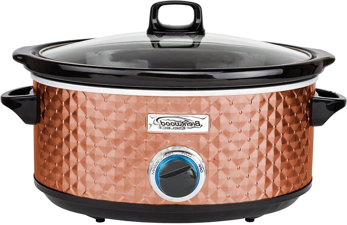 Slowcooker - Kookpot Stoofpot - Langzaam Koken - Draaibaar - 7 Kwarts - Koper Zwart