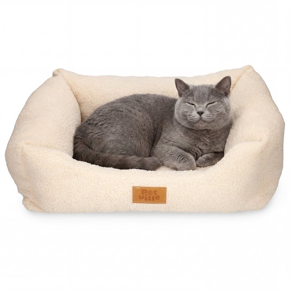 Kleine Huisdierenmand voor Honden en Katten - Klein Comfortabel Hondenbed - Mand Hond & Kat - Compacte Huisdieren Sofa - Handwasbare Kattenmand - Luxe Kattenkussens - Hondenkussen - Kattenbed - Katten & Hondenmanden - Kattensofa - Crème - Petville