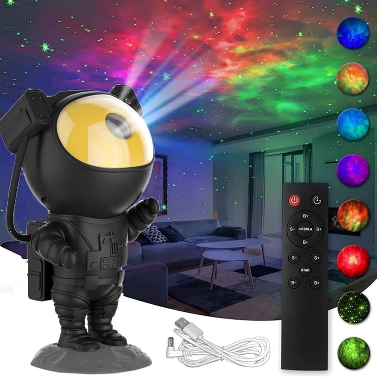 Astronaut Sterren Projector - Sterren projector - Sterrenhemel Verlichting - Sterrenhemel Projector - Sterrenlamp - Galaxy Projector - Afstandsbediening - 15+ kleurcombinaties - Mobstore