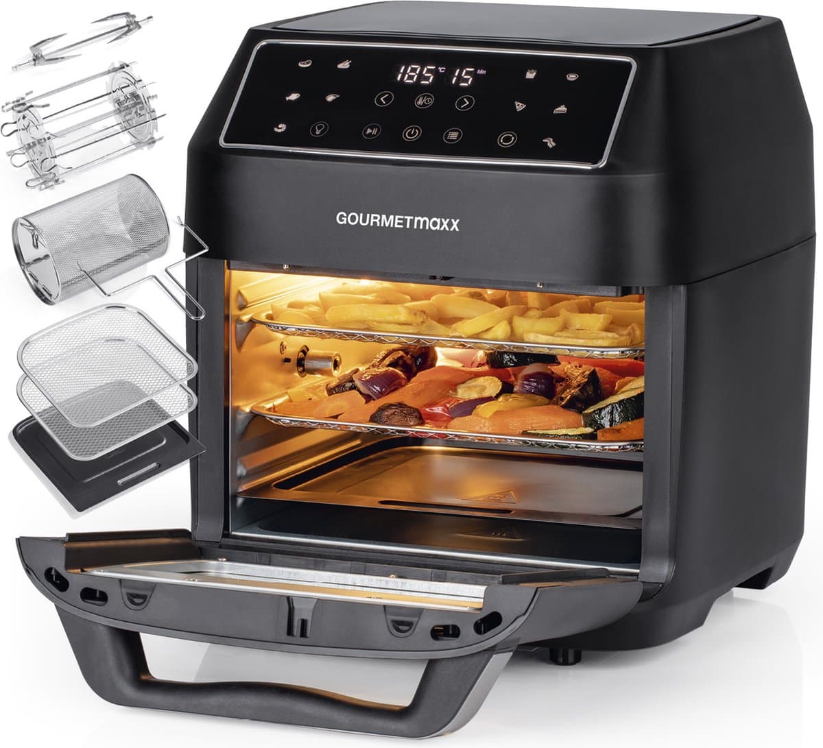 GOURMETmaxx Heteluchtoven Digitaal 12l - Zwart